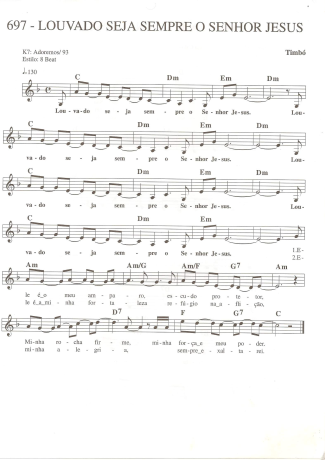 Catholic Church Music (Músicas Católicas) Louvado Seja Sempre o Senhor Jesus score for Keyboard