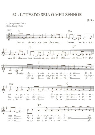 Catholic Church Music (Músicas Católicas) Louvado Seja o Meu Senhor score for Keyboard