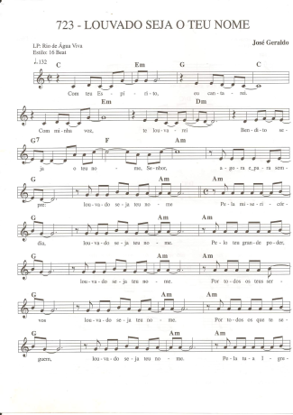 Catholic Church Music (Músicas Católicas) Louvado Seja o Teu Nome score for Keyboard