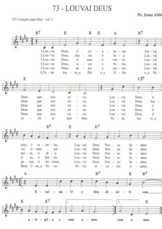 Catholic Church Music (Músicas Católicas) Louvai Deus score for Keyboard