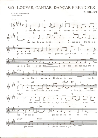 Catholic Church Music (Músicas Católicas) Louvar Cantar Dançar e Bendizer score for Keyboard