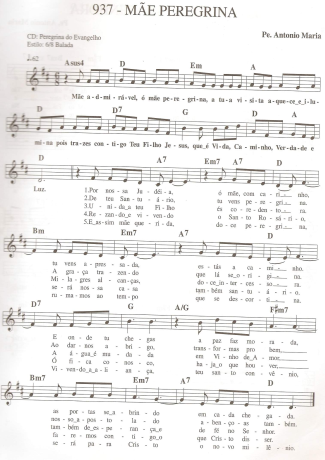 Catholic Church Music (Músicas Católicas) Mãe Peregrina score for Keyboard