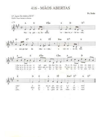 Catholic Church Music (Músicas Católicas) Mãos Abertas score for Keyboard
