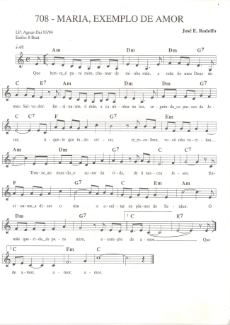 Catholic Church Music (Músicas Católicas) Maria Exemplo de Amor score for Keyboard