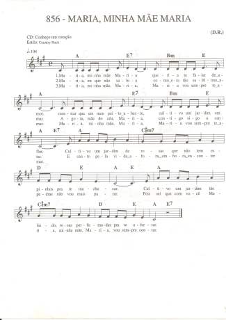 Catholic Church Music (Músicas Católicas) Maria Minha Mãe Maria score for Keyboard