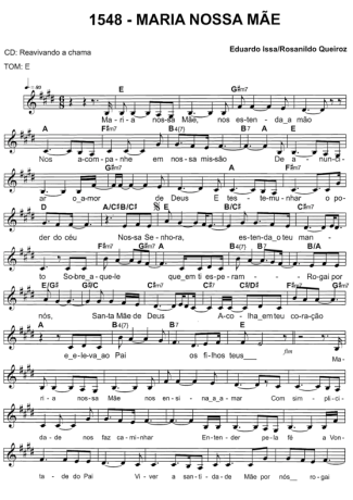 Catholic Church Music (Músicas Católicas) Maria Nossa Mãe score for Keyboard