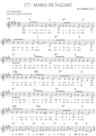 Catholic Church Music (Músicas Católicas) Maria de Nazaré score for Keyboard