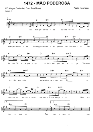Catholic Church Music (Músicas Católicas) Mão Poderosa score for Keyboard