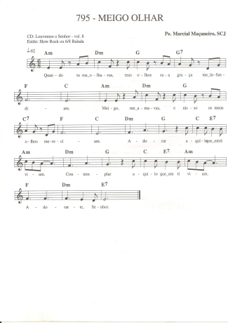 Catholic Church Music (Músicas Católicas) Meigo Olhar score for Keyboard