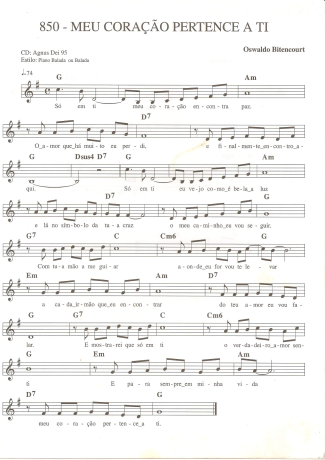Catholic Church Music (Músicas Católicas) Meu Coração Pertence a Ti score for Keyboard
