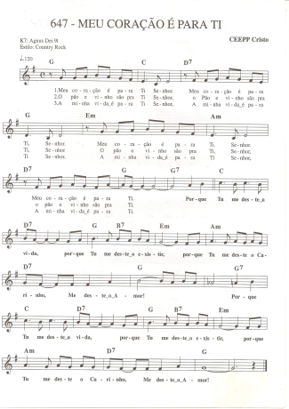 Catholic Church Music (Músicas Católicas) Meu Coração é Para Ti score for Keyboard