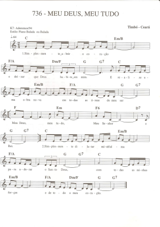Catholic Church Music (Músicas Católicas) Meu Deus Meu Tudo score for Keyboard