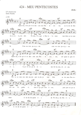 Catholic Church Music (Músicas Católicas) Meu Pentecostes score for Keyboard