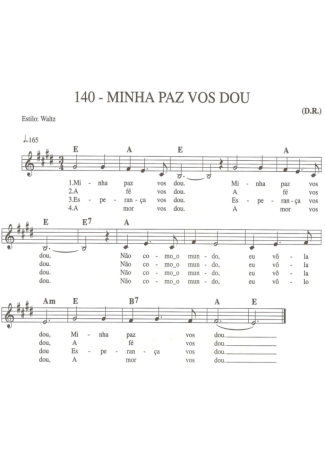 Catholic Church Music (Músicas Católicas) Minha Paz Vos Dou score for Keyboard