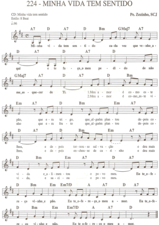 Catholic Church Music (Músicas Católicas) Minha Vida Tem Sentido score for Keyboard