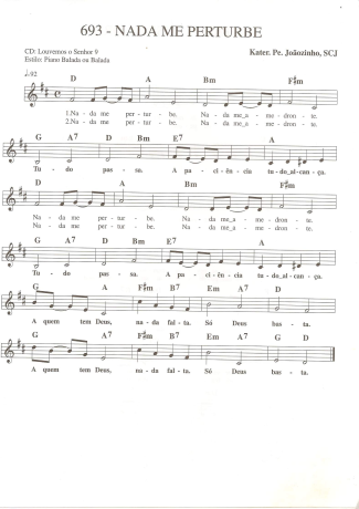 Catholic Church Music (Músicas Católicas) Nada Me Perturbe score for Keyboard