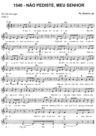 Catholic Church Music (Músicas Católicas) Não Pediste Meu Senhor score for Keyboard