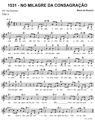 Catholic Church Music (Músicas Católicas) No Milagre Da Consagração score for Keyboard