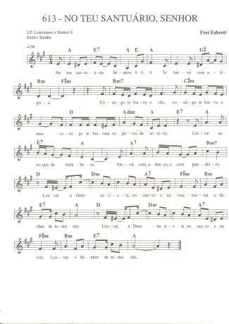 Catholic Church Music (Músicas Católicas) No Teu Santuário Senhor score for Keyboard