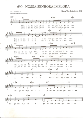Catholic Church Music (Músicas Católicas) Nossa Senhor Implora score for Keyboard
