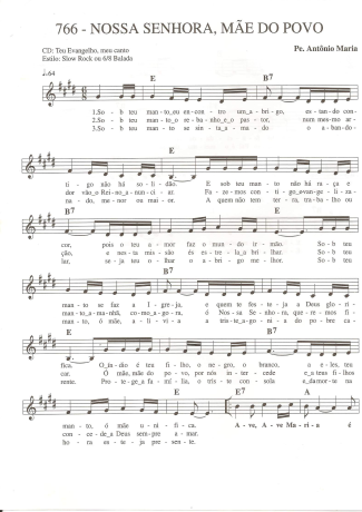 Catholic Church Music (Músicas Católicas) Nossa Senhora Mãe do Povo score for Keyboard