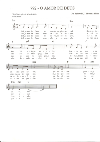 Catholic Church Music (Músicas Católicas) O Amor de Deus score for Keyboard