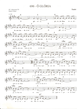 Catholic Church Music (Músicas Católicas) Ô Glória score for Keyboard