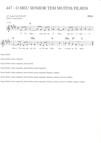 Catholic Church Music (Músicas Católicas) O Meu Senhor Tem Muitos Filhos score for Keyboard
