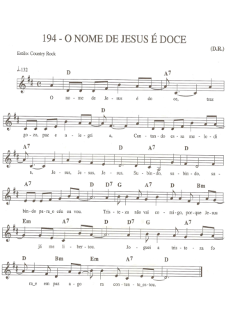 Catholic Church Music (Músicas Católicas) O Nome De Jesus É Doce score for Keyboard