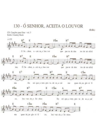 Catholic Church Music (Músicas Católicas) Ó Senhor Aceita o Louvor score for Keyboard