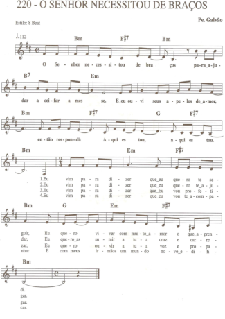 Catholic Church Music (Músicas Católicas) O Senhor Necessitou de Braços score for Keyboard