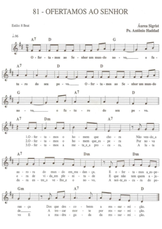 Catholic Church Music (Músicas Católicas) Ofertamos ao Senhor score for Keyboard