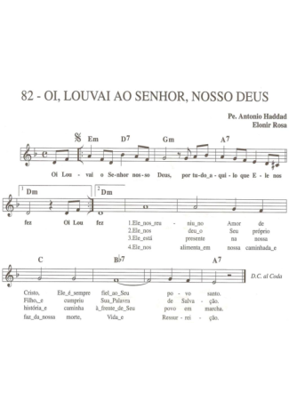 Catholic Church Music (Músicas Católicas) Oi Louvai ao Senhor Nosso Deus score for Keyboard