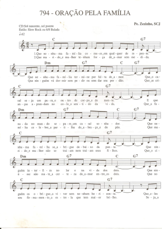 Catholic Church Music (Músicas Católicas) Oração Pela Família score for Keyboard