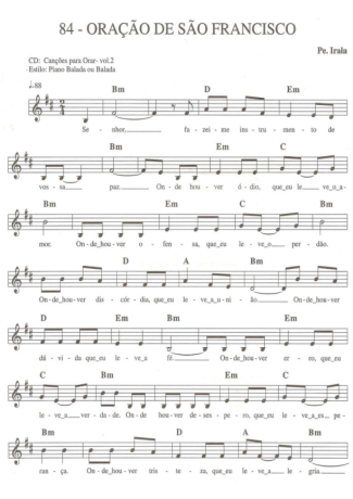 Catholic Church Music (Músicas Católicas) Oração de São Francisco score for Keyboard