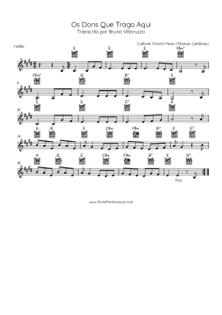 Catholic Church Music (Músicas Católicas) Os Dons Que Trago Aqui score for Acoustic Guitar