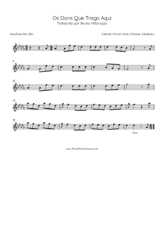 Catholic Church Music (Músicas Católicas) Os Dons Que Trago Aqui score for Alto Saxophone