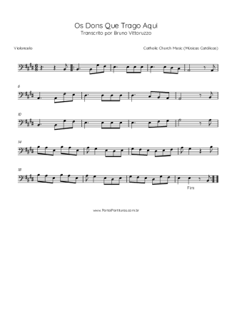 Catholic Church Music (Músicas Católicas)  score for Cello