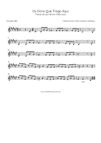 Catholic Church Music (Músicas Católicas) Os Dons Que Trago Aqui score for Trumpet