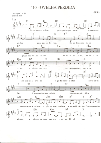 Catholic Church Music (Músicas Católicas) Ovelha Perdida score for Keyboard
