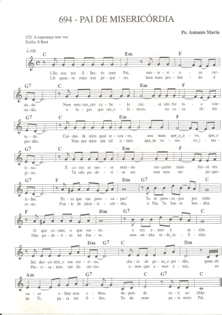 Catholic Church Music (Músicas Católicas) Pai de Misericórdia score for Keyboard