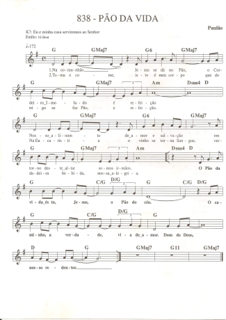 Catholic Church Music (Músicas Católicas) Pão da Vida score for Keyboard