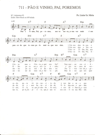 Catholic Church Music (Músicas Católicas) Pão e Vinho Pai Poremos score for Keyboard