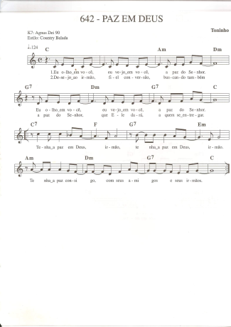 Catholic Church Music (Músicas Católicas) Paz em Deus score for Keyboard