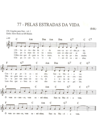 Catholic Church Music (Músicas Católicas) Pelas Estradas da Vida score for Keyboard