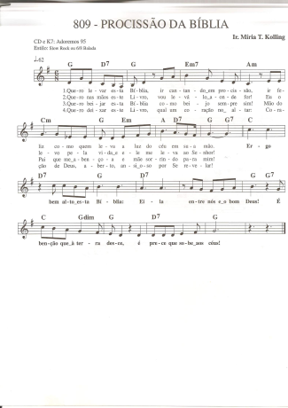 Catholic Church Music (Músicas Católicas) Procissão da Bíblia score for Keyboard