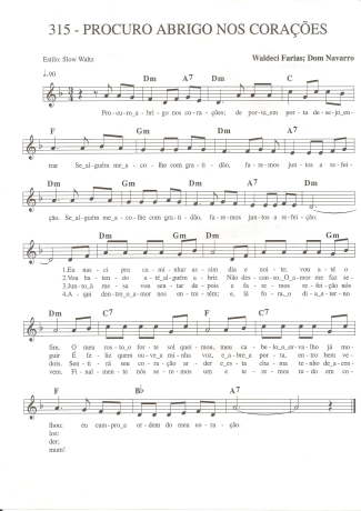 Catholic Church Music (Músicas Católicas) Procuro Abrigo Nos Corações score for Keyboard