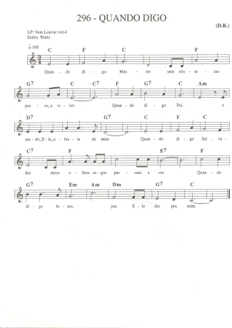 Catholic Church Music (Músicas Católicas) Quando Digo score for Keyboard