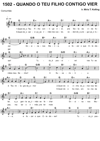 Catholic Church Music (Músicas Católicas) Quando O Teu Filho Contigo Vier score for Keyboard