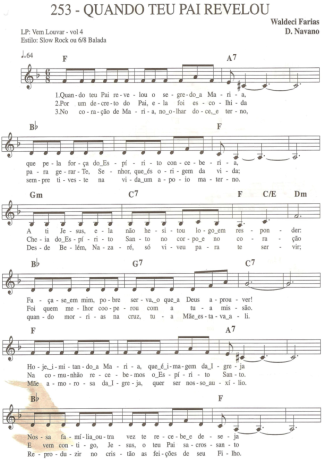 Catholic Church Music (Músicas Católicas) Quando Teu Pai Te Revelou score for Keyboard